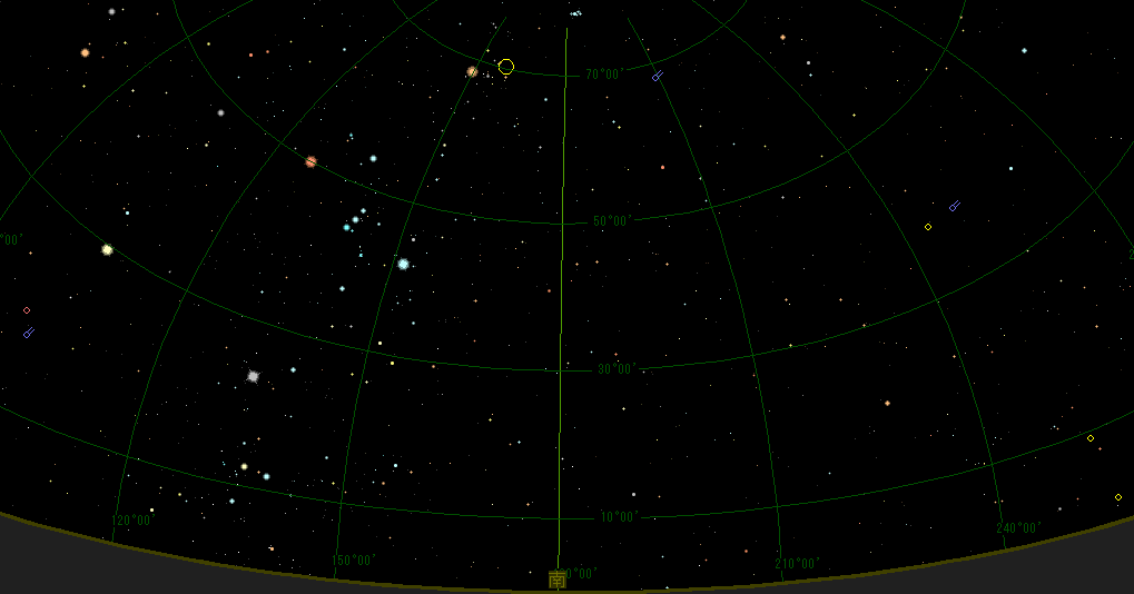 プレアデス星団が見つけやすい位置に 2015年1月上弦期のよる